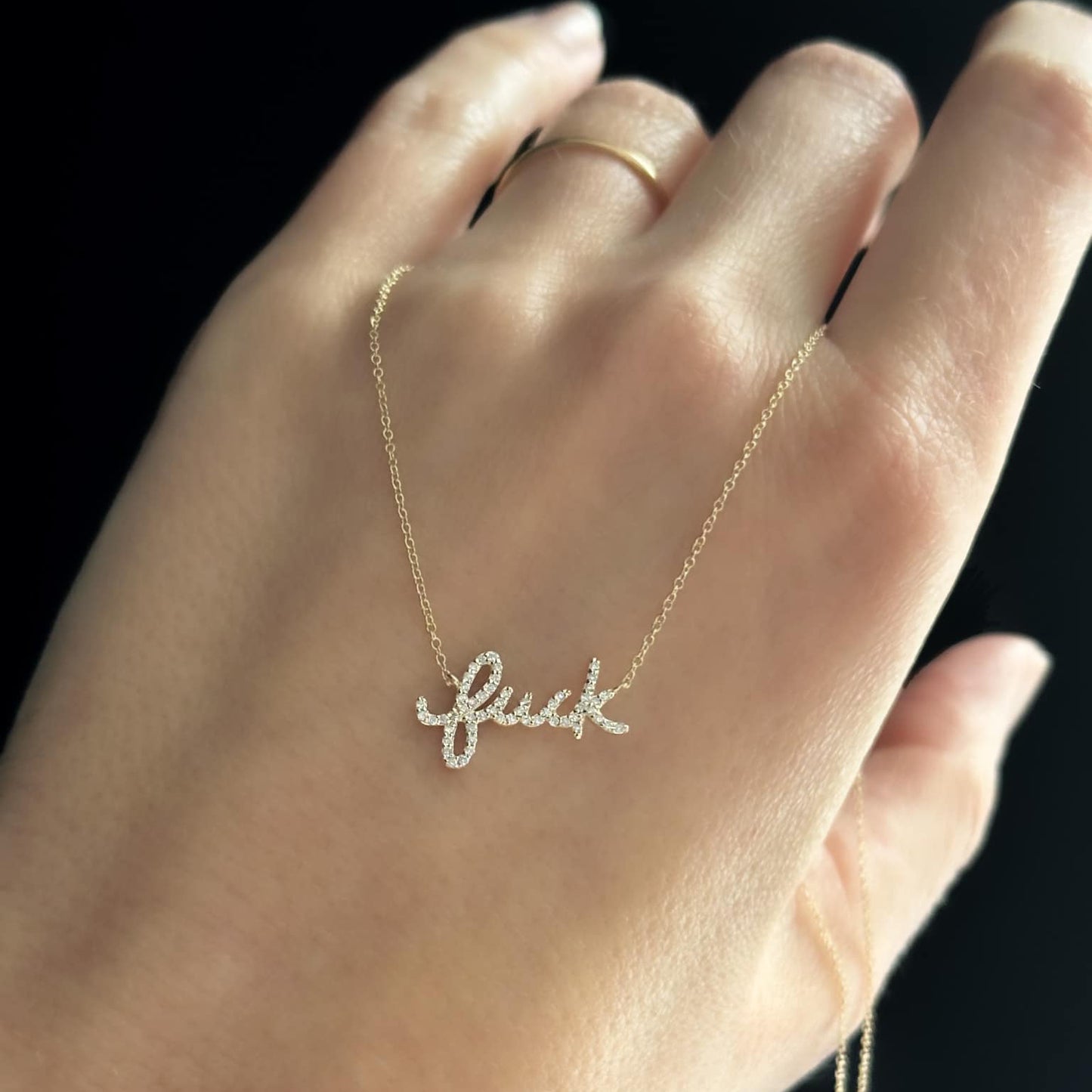 Diamond F-Word Necklace - Yellow