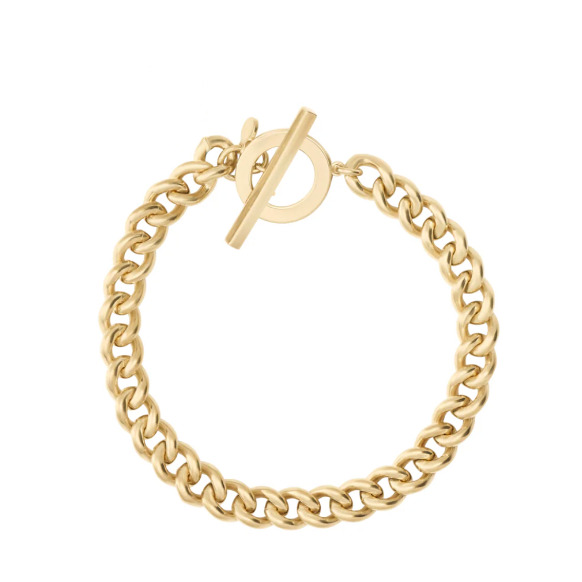 7.5" 14kt gold plated sterling silver link toggle bracelet