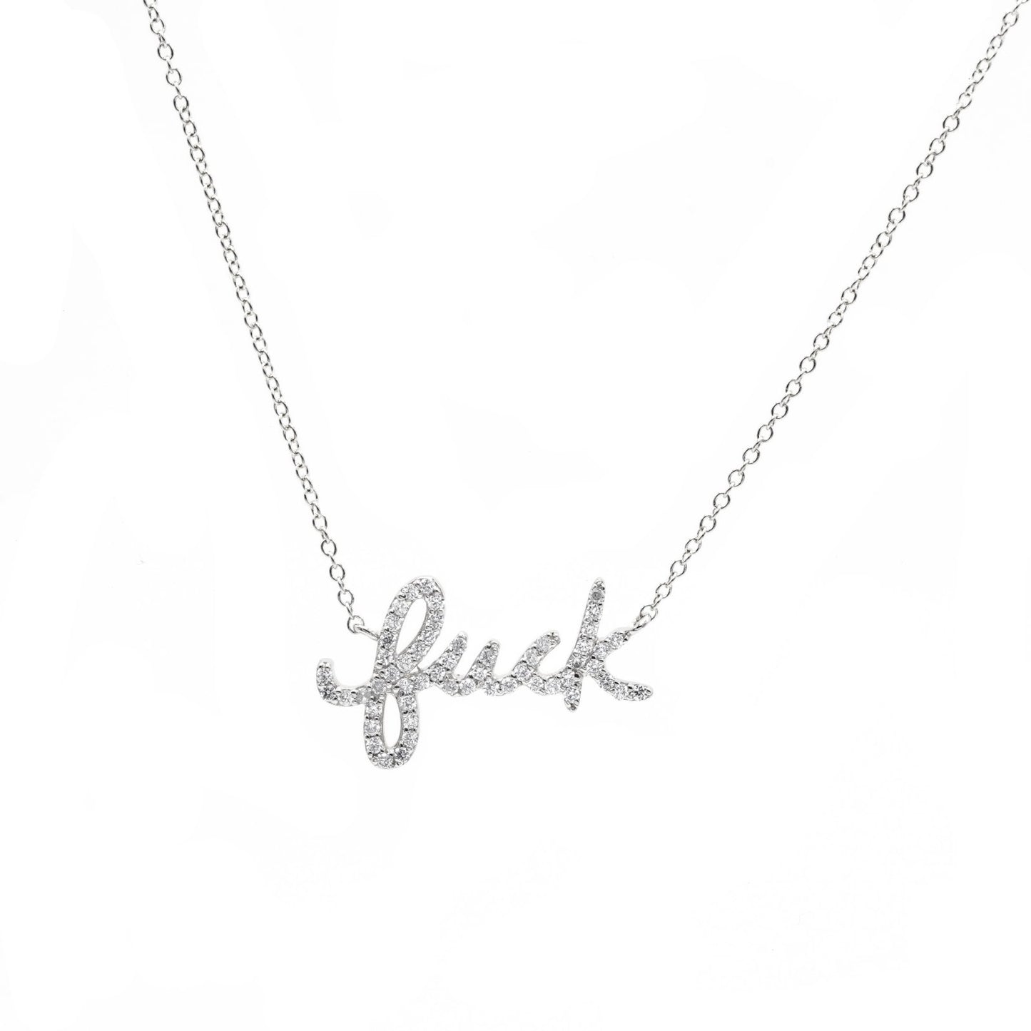 Diamond F-Word Necklace - White