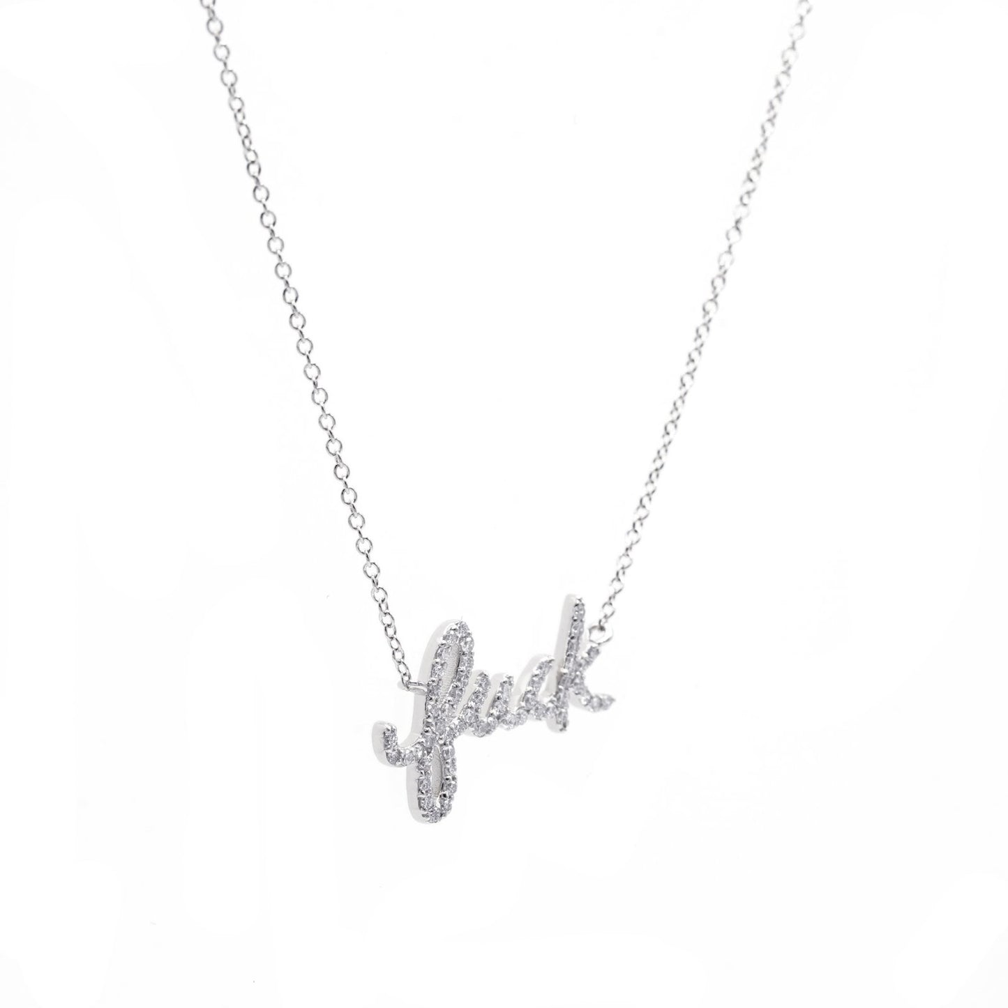 Diamond F-Word Necklace - White