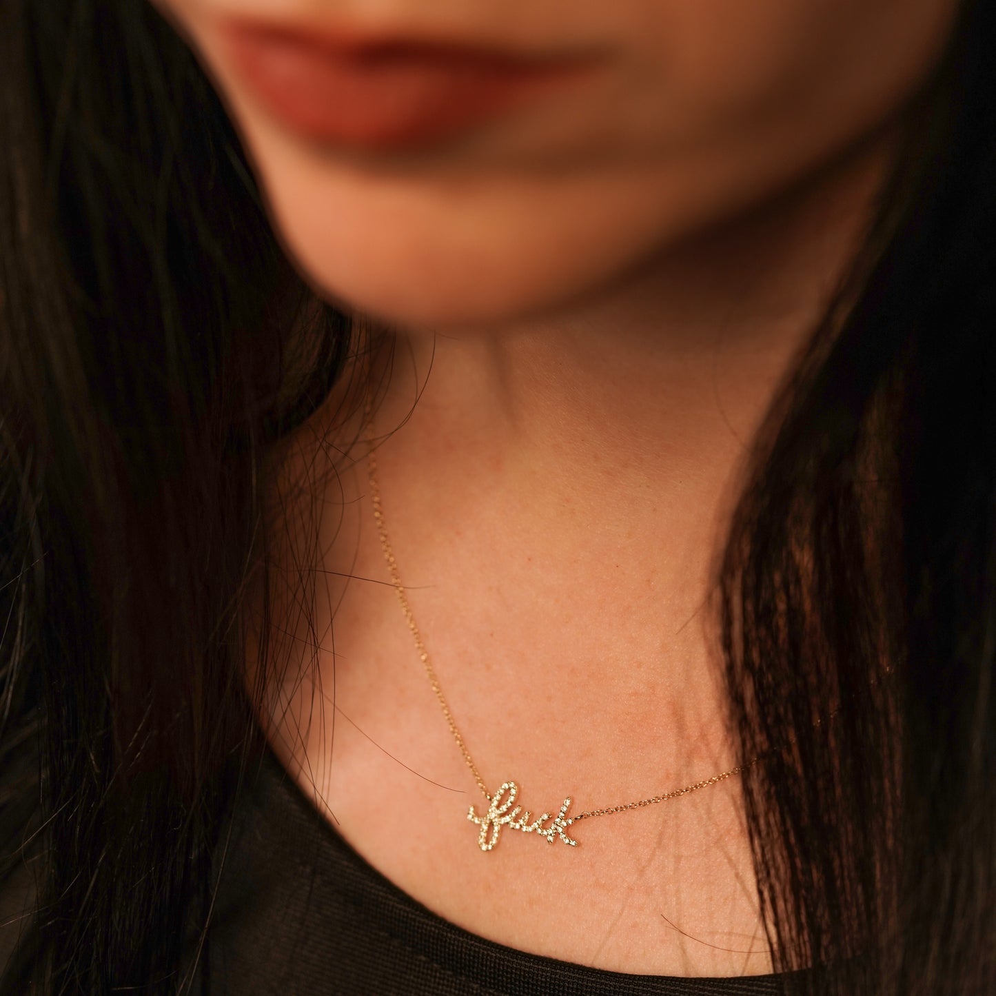 Diamond F-Word Necklace - Yellow