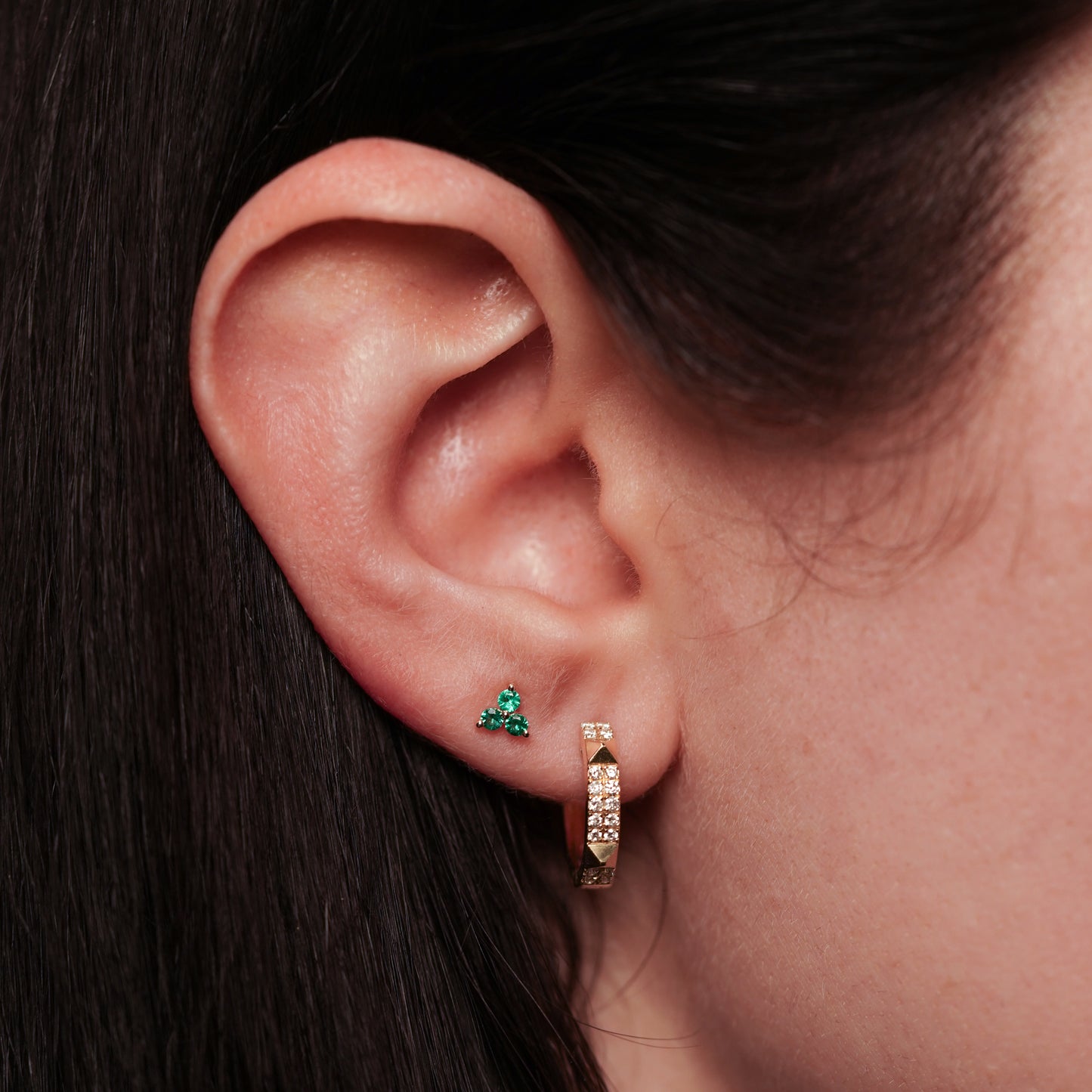 Studded Diamond Huggies