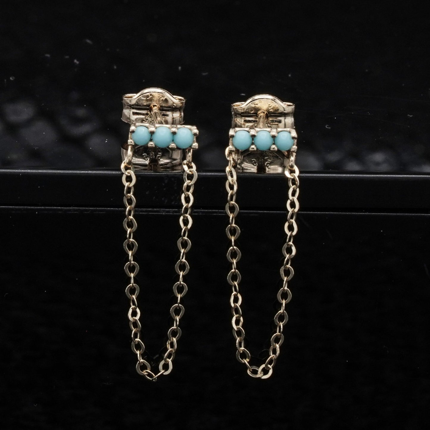 Turquoise Chain Studs