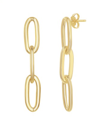 Gold-plated sterling silver paperclip dangle stud earrings