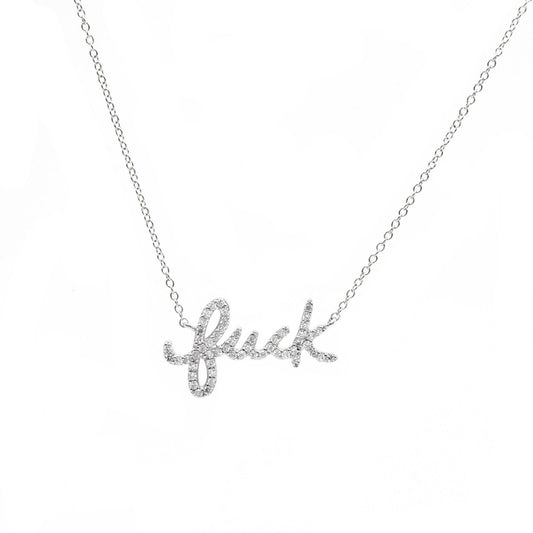 Diamond F-Word Necklace - White