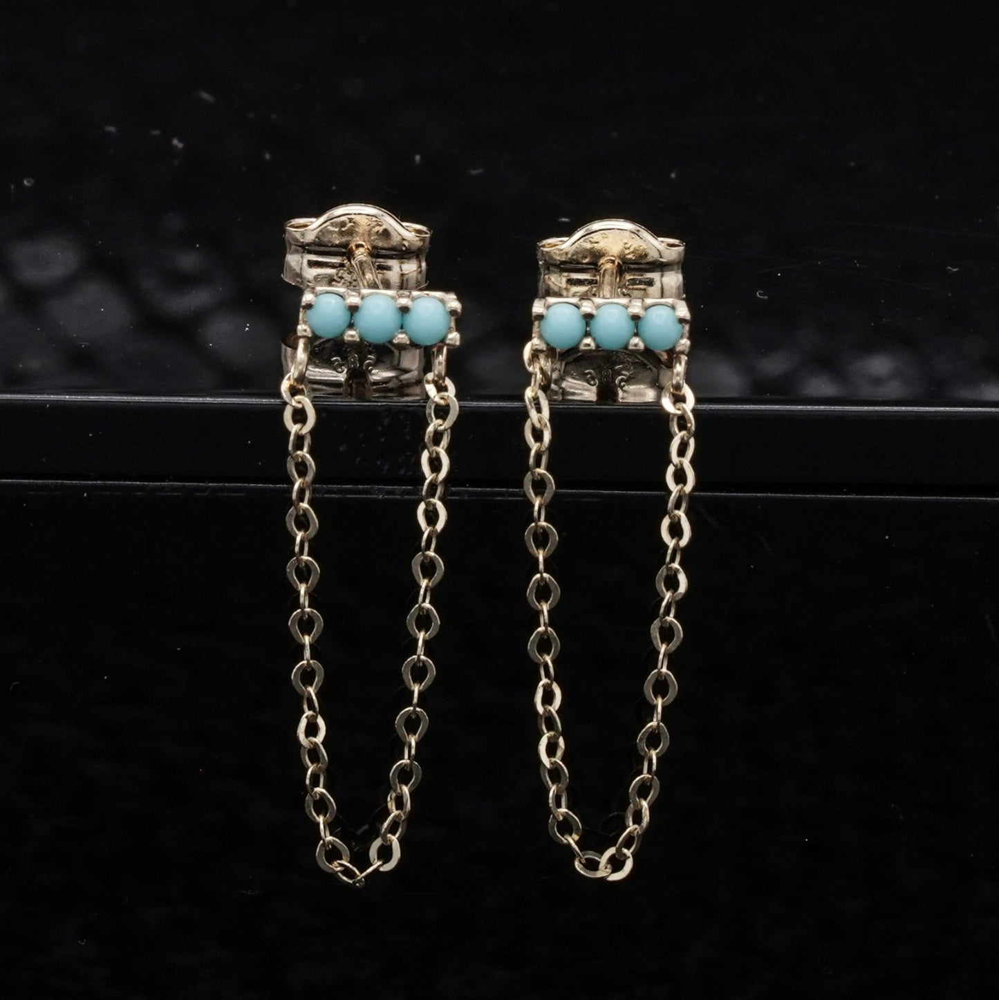 Turquoise Chain Studs