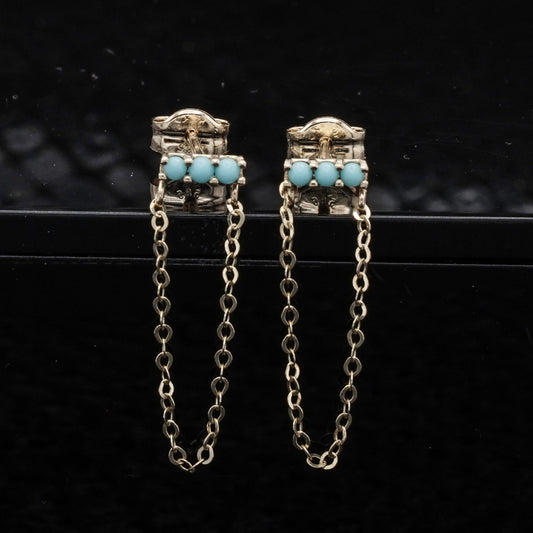 Turquoise Chain Studs