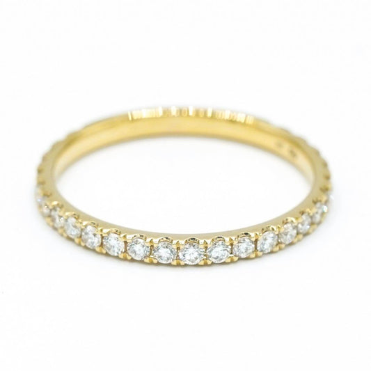 Custom 18k yellow gold 2mm wide lab grown diamond band, 3/4 way around