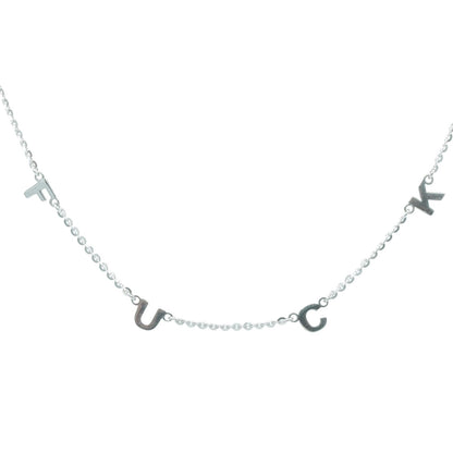 Rhodium plated 'F/U' necklace