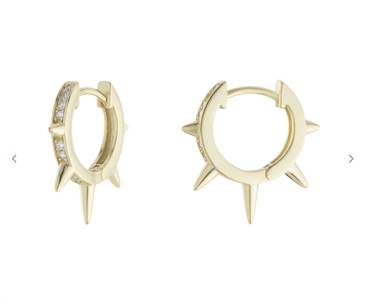 Spike CZ Huggie Hoops