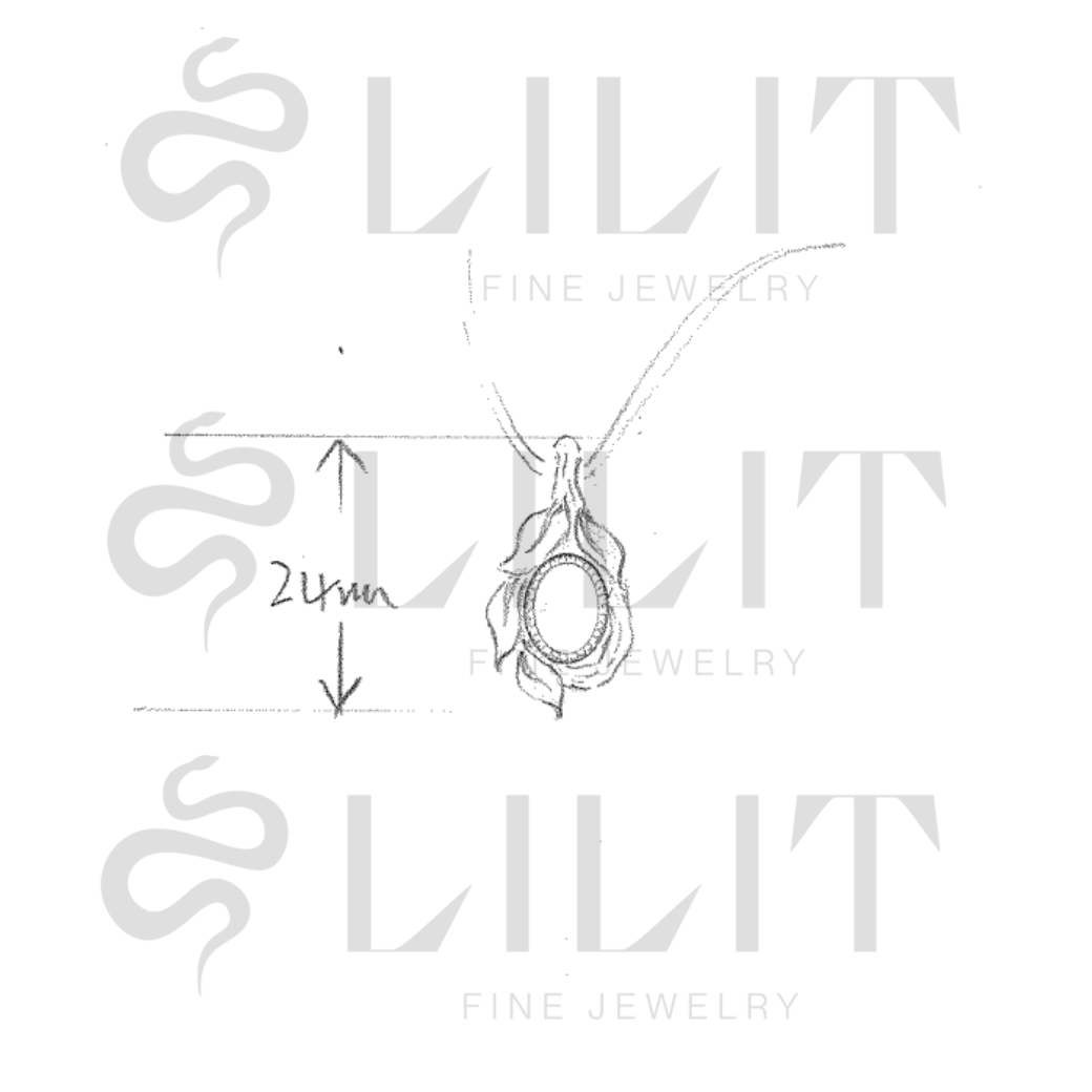 Rebecca Hartsough: Custom 14k rose gold leaf design pendant for client's oval opal